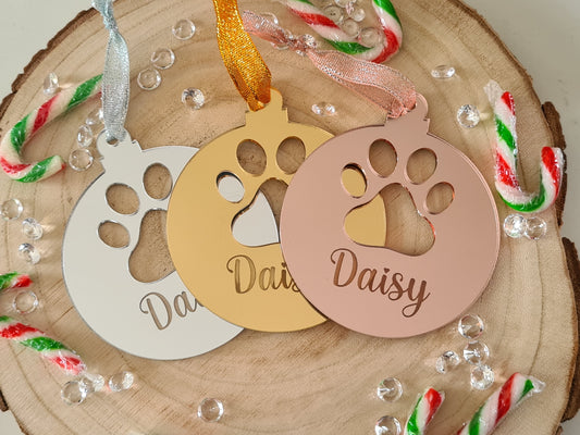 Personalised Pet Pawprint Bauble