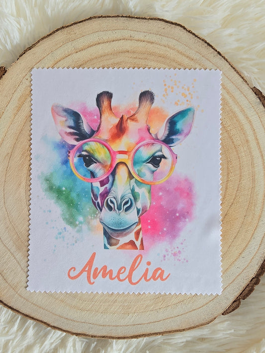 Personalised Giraffe in Glasses Lens/Glasses Cloth