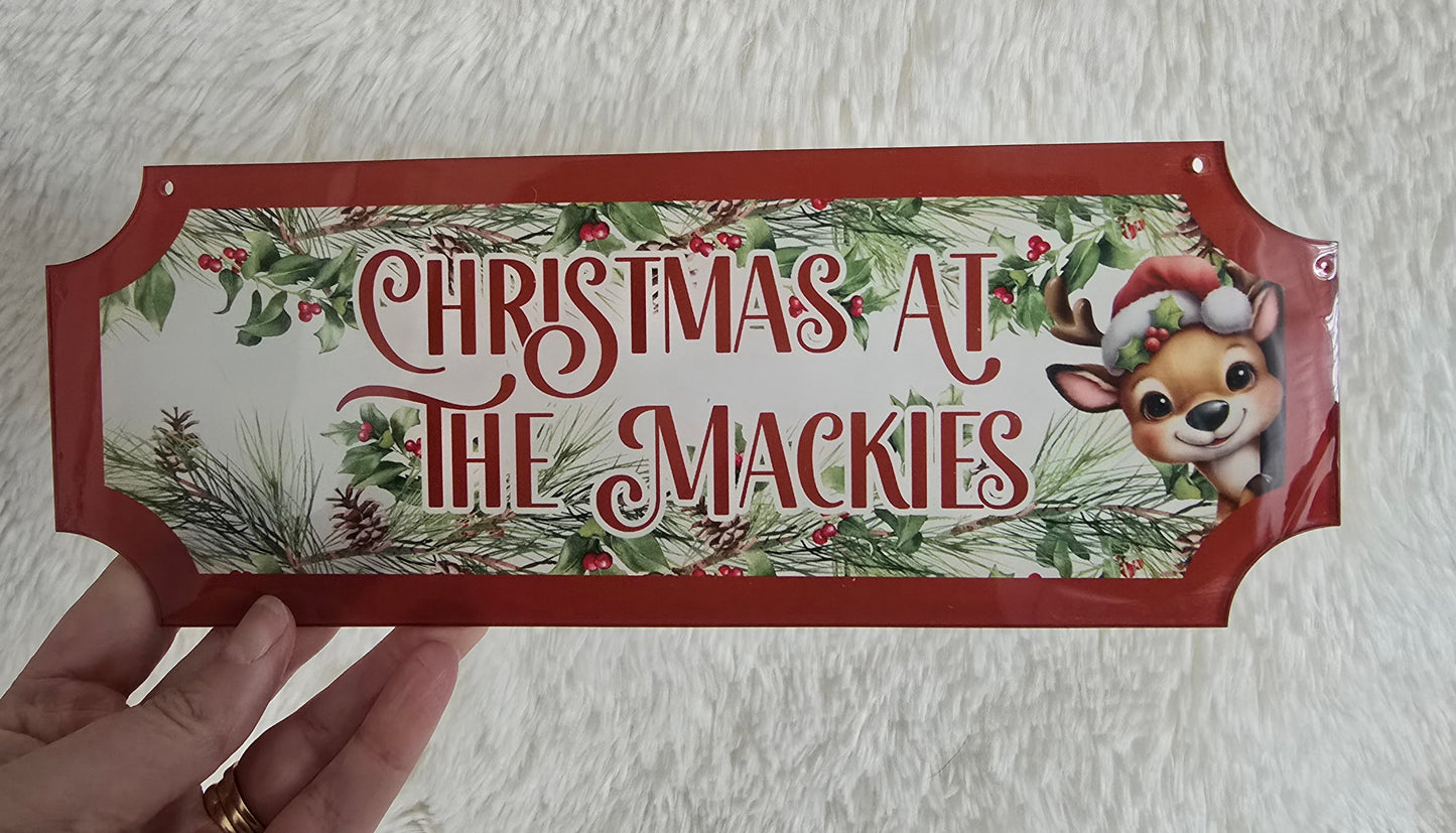 Christmas at the .... Personalised hanging sign