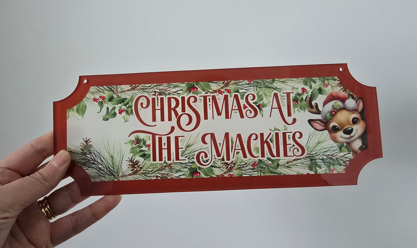 Christmas at the .... Personalised hanging sign