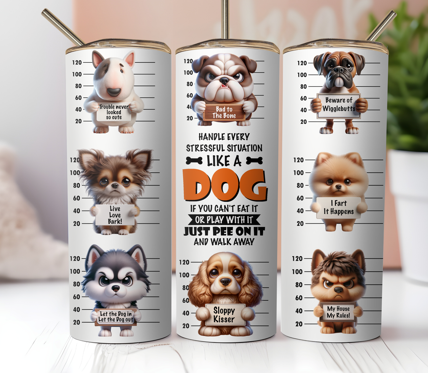 Funny Dogs 20oz Skinny Tumbler