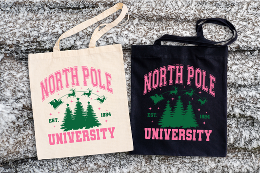 North Pole University Reusable Tote Bag