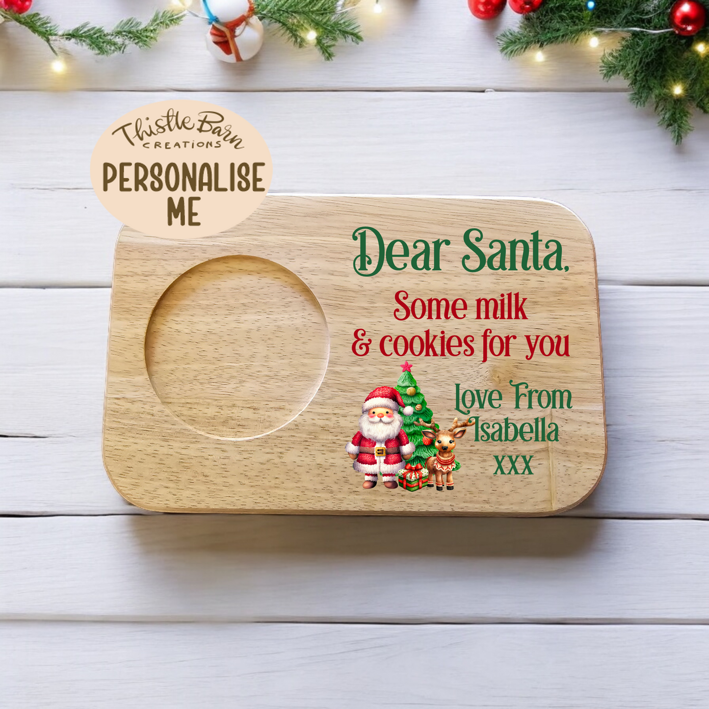 Personalised Santa Treat Board / Christmas Eve board / Milk & Cookies Board