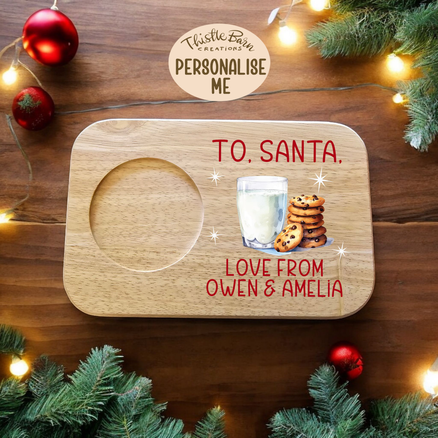 Personalised Santa Treat Board / Christmas Eve board / Milk & Cookies Board