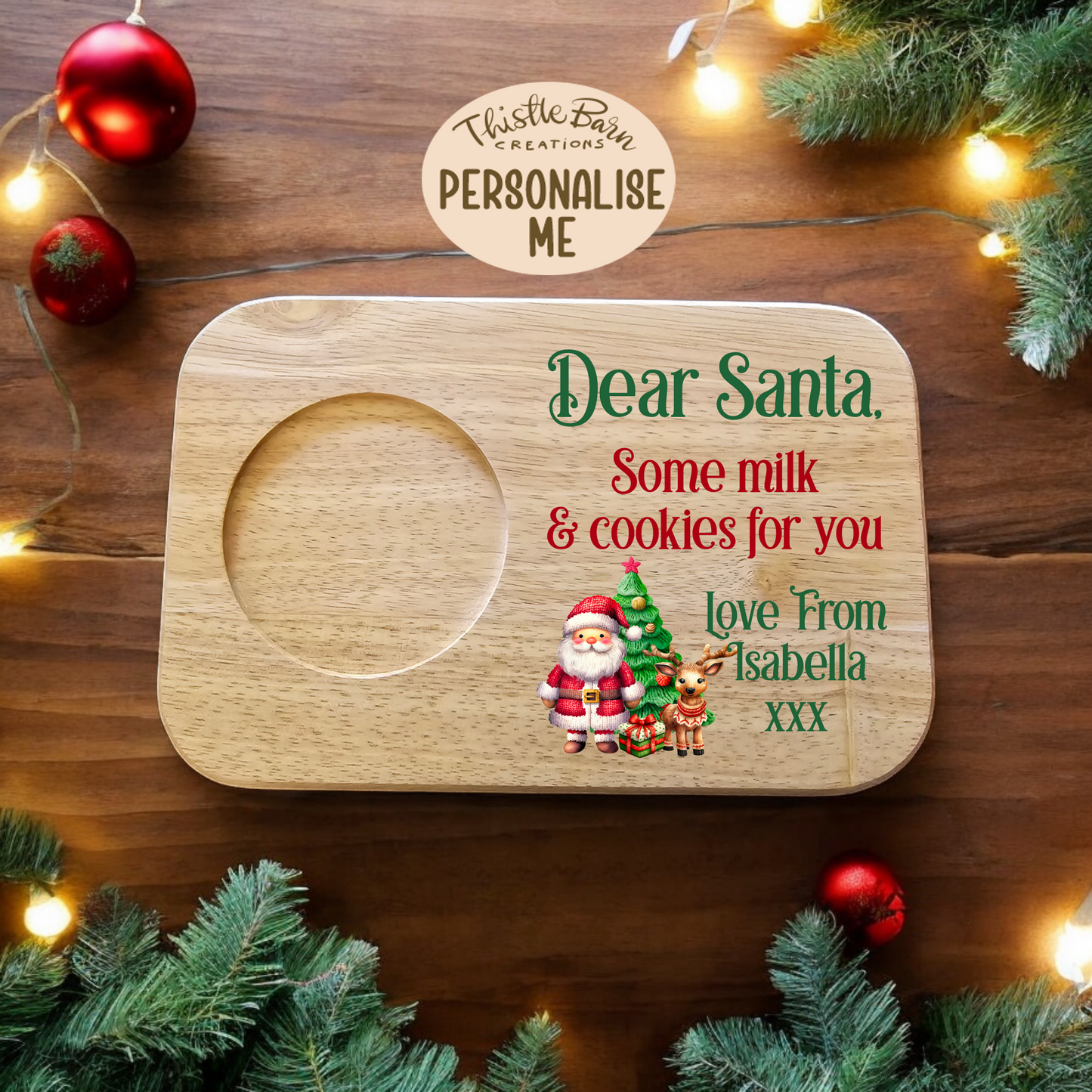 Personalised Santa Treat Board / Christmas Eve board / Milk & Cookies Board