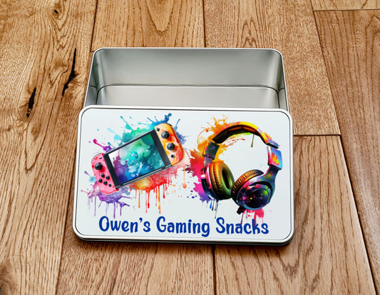 Personalised Gaming Snacks Treat Tin