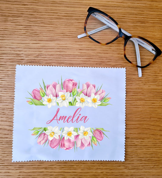 Personalised Tulip & Daffodil Lens/Glasses Cloth